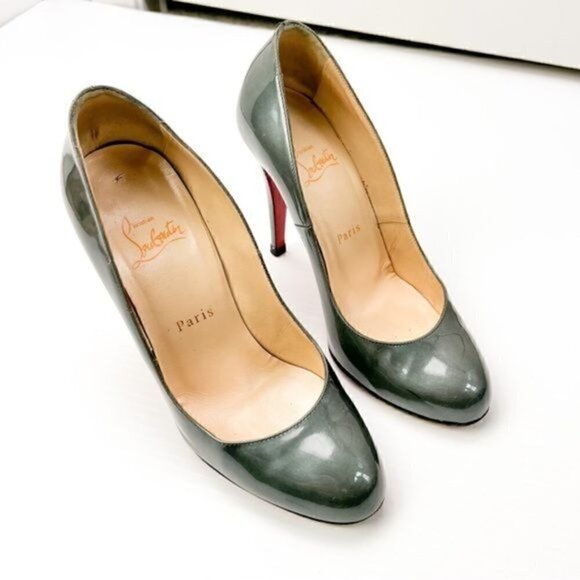 CHRISTIAN LOUBOUTIN Ron Ron 100 Patent Leather Pumps size 7 Red Bottoms - Picture 5 of 15